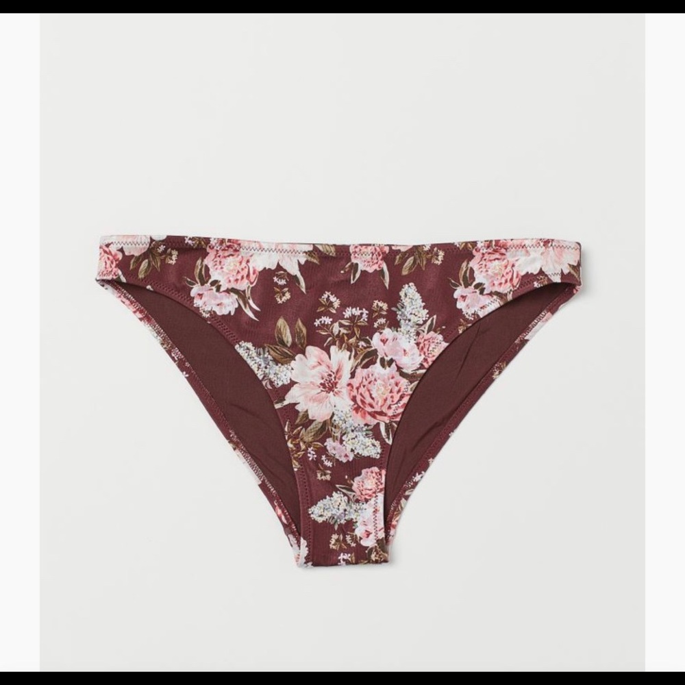H&M Brown Floral Cheeky Bikini Bottoms 14 NWT
